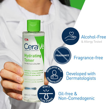 CeraVe Moisturizing Face Toner Alcohol Free with Hyaluronic Acid, Niacinamide & Ceramides for Sensitive Dry Skin, 20ml