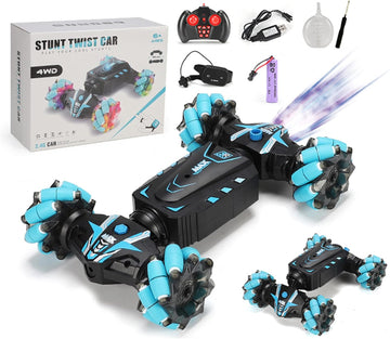 Prosight RC Stunt Car, 4WD 2.4GHz Remote Control Gesture Sensor Toy Cars, 360° Rotating Off Road Vehicle with Lights Music & Spray Launcher, Toy Cars for kids